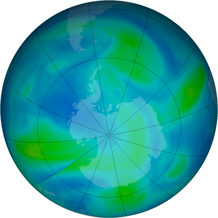 Antarctic ozone map for 03 March 2007